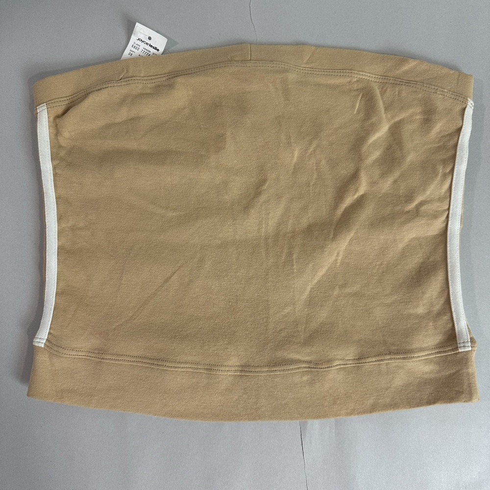 Vintage Y2K 90s Tube Top Size‎ L Retro Tan Beige Racing Stripe Skater Grunge